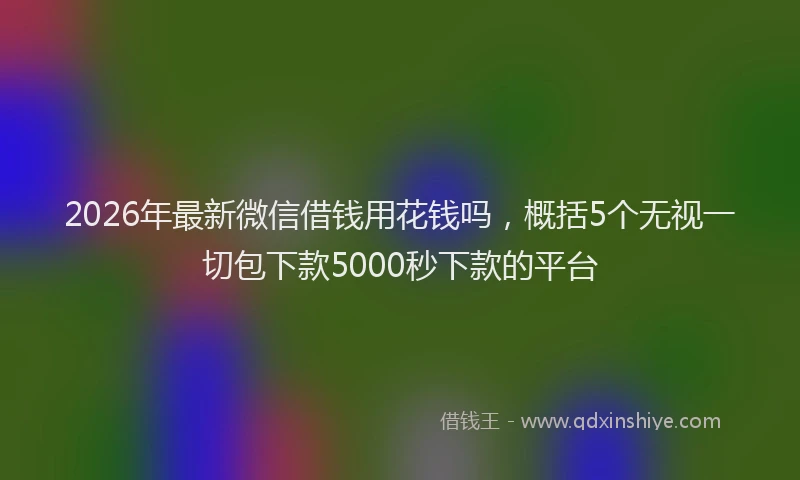 2026年最新微信借钱用花钱吗，概括5个无视一切包下款5000秒下款的平台