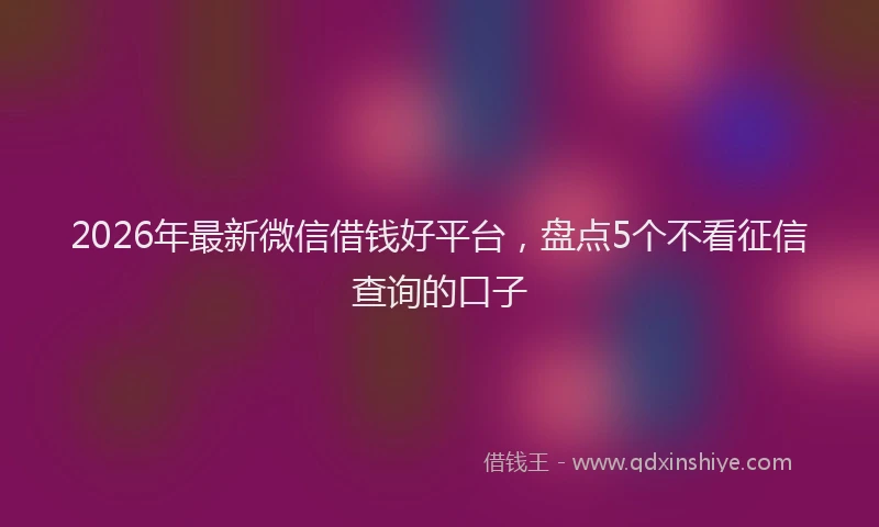 2026年最新微信借钱好平台，盘点5个不看征信查询的口子