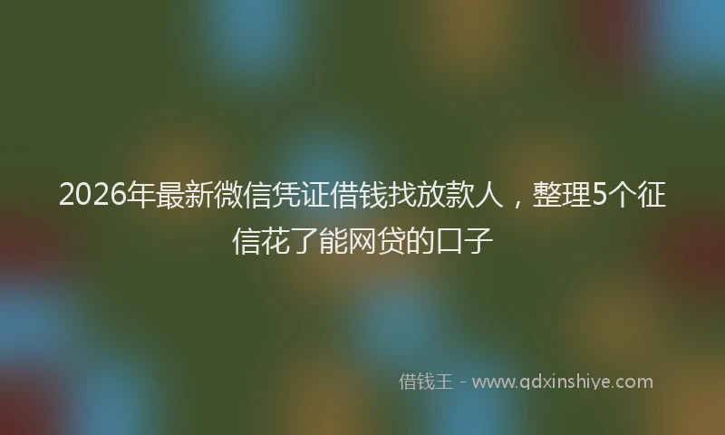 2026年最新微信凭证借钱找放款人，整理5个征信花了能网贷的口子