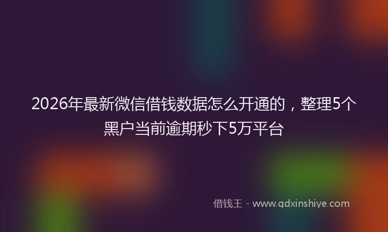 2026年最新微信借钱数据怎么开通的，整理5个黑户当前逾期秒下5万平台