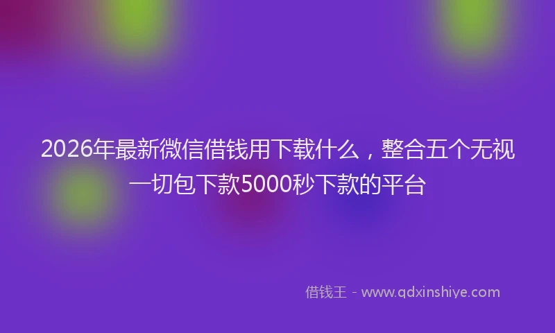2026年最新微信借钱用下载什么，整合五个无视一切包下款5000秒下款的平台