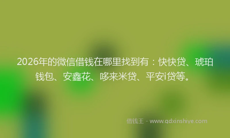 2026年的微信借钱在哪里找到有：快快贷、琥珀钱包、安鑫花、哆来米贷、平安i贷等。