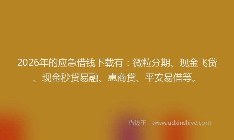 2026年的应急借钱下载有：微粒分期、现金飞贷、现金秒贷易融、惠商贷、平安易借等。