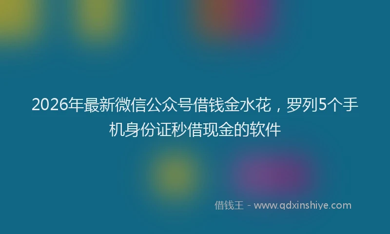 2026年最新微信公众号借钱金水花，罗列5个手机身份证秒借现金的软件
