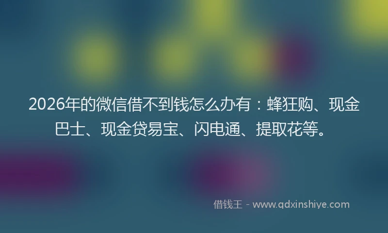 2026年的微信借不到钱怎么办有：蜂狂购、现金巴士、现金贷易宝、闪电通、提取花等。