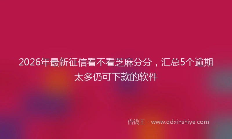 2026年最新征信看不看芝麻分分，汇总5个逾期太多仍可下款的软件