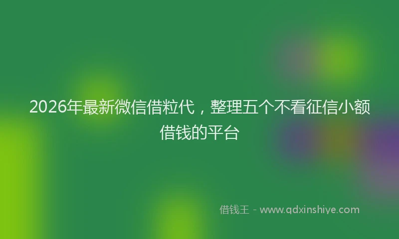 2026年最新微信借粒代，整理五个不看征信小额借钱的平台