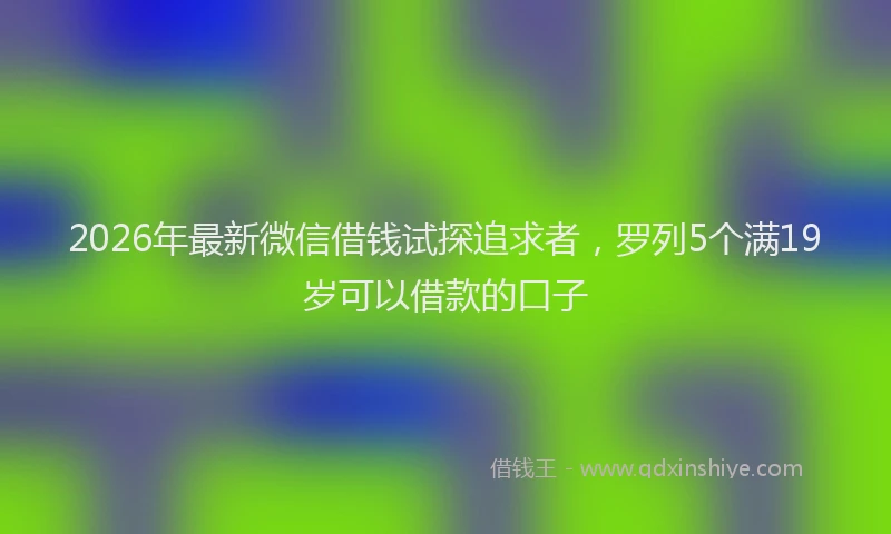 2026年最新微信借钱试探追求者，罗列5个满19岁可以借款的口子