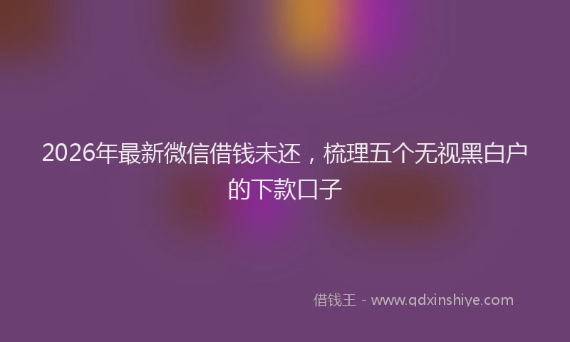 2026年最新微信借钱未还，梳理五个无视黑白户的下款口子