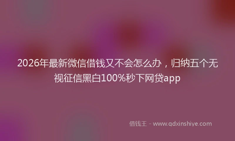 2026年最新微信借钱又不会怎么办，归纳五个无视征信黑白100%秒下网贷app