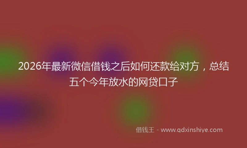 2026年最新微信借钱之后如何还款给对方，总结五个今年放水的网贷口子