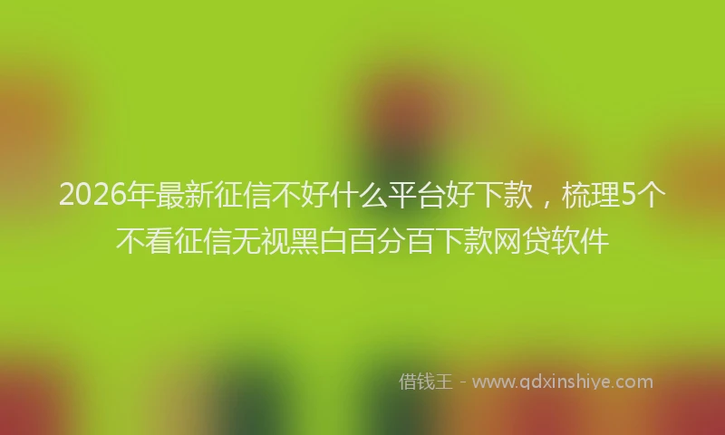 2026年最新征信不好什么平台好下款，梳理5个不看征信无视黑白百分百下款网贷软件