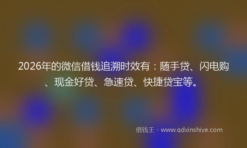 2026年的微信借钱追溯时效有：随手贷、闪电购、现金好贷、急速贷、快捷贷宝等。