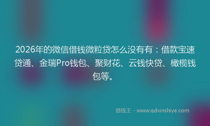 2026年的微信借钱微粒贷怎么没有有：借款宝速贷通、金瑞Pro钱包、聚财花、云钱快贷、橄榄钱包等。
