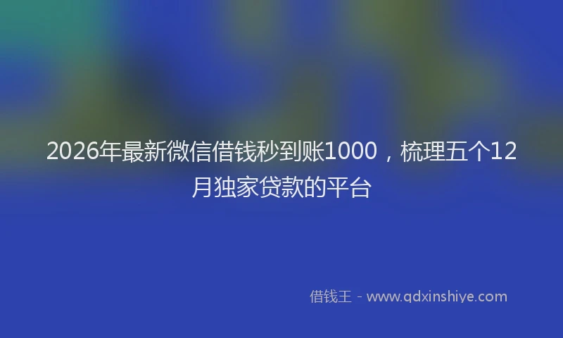 2026年最新微信借钱秒到账1000，梳理五个12月独家贷款的平台