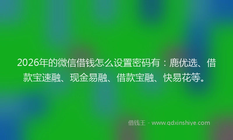 2026年的微信借钱怎么设置密码有：鹿优选、借款宝速融、现金易融、借款宝融、快易花等。