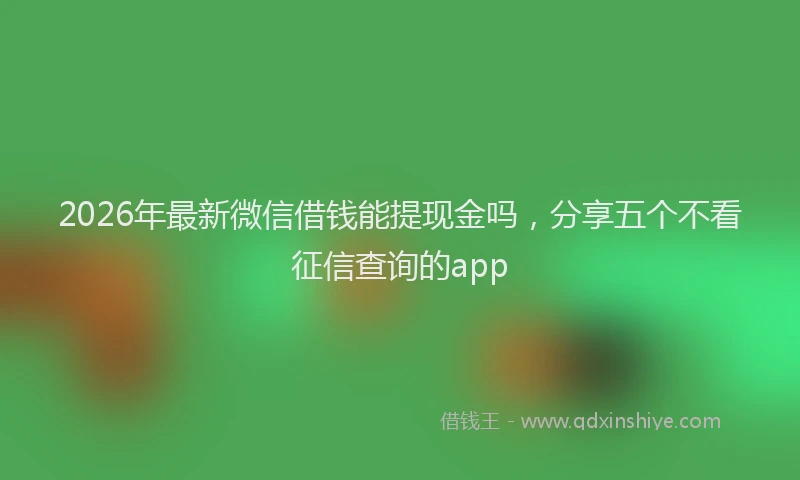 2026年最新微信借钱能提现金吗，分享五个不看征信查询的app