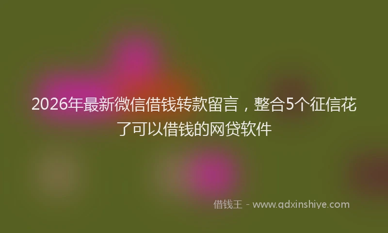 2026年最新微信借钱转款留言，整合5个征信花了可以借钱的网贷软件