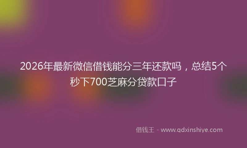 2026年最新微信借钱能分三年还款吗，总结5个秒下700芝麻分贷款口子