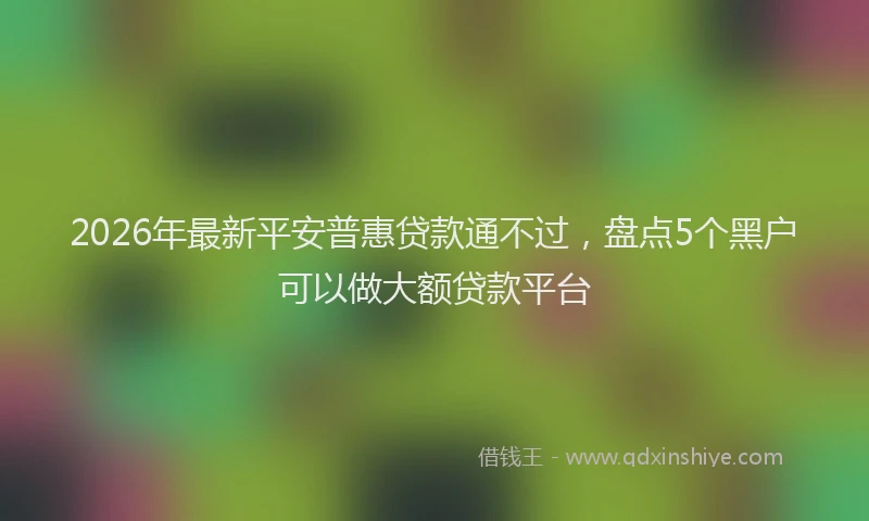 2026年最新平安普惠贷款通不过，盘点5个黑户可以做大额贷款平台