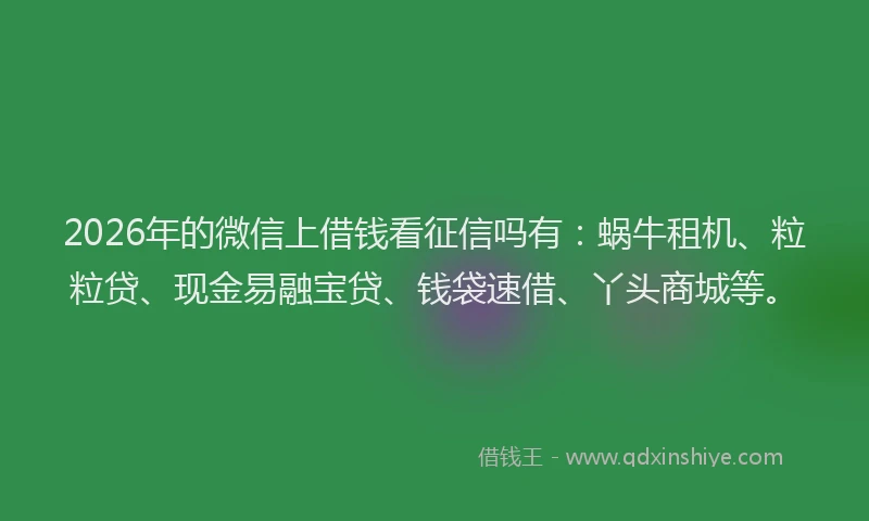 2026年的微信上借钱看征信吗有：蜗牛租机、粒粒贷、现金易融宝贷、钱袋速借、丫头商城等。