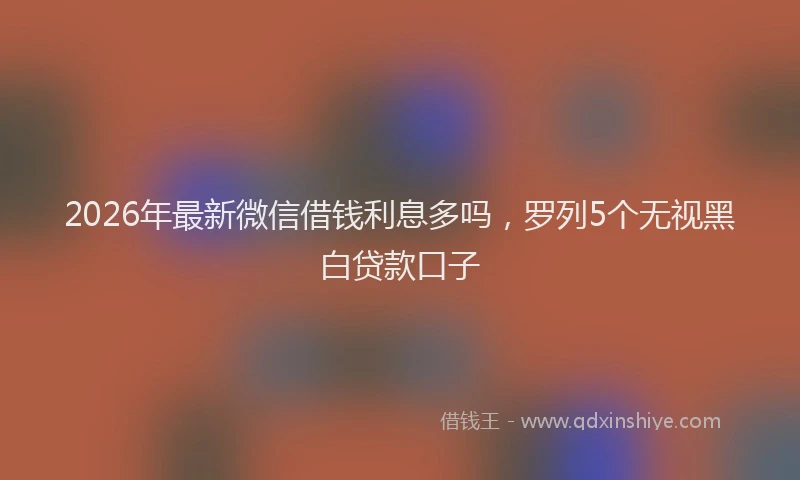 2026年最新微信借钱利息多吗，罗列5个无视黑白贷款口子
