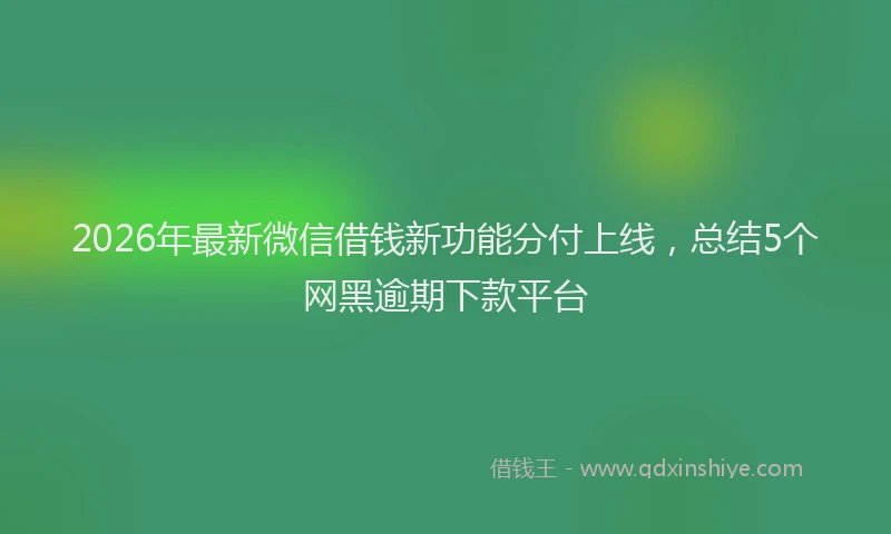 2026年最新微信借钱新功能分付上线，总结5个网黑逾期下款平台
