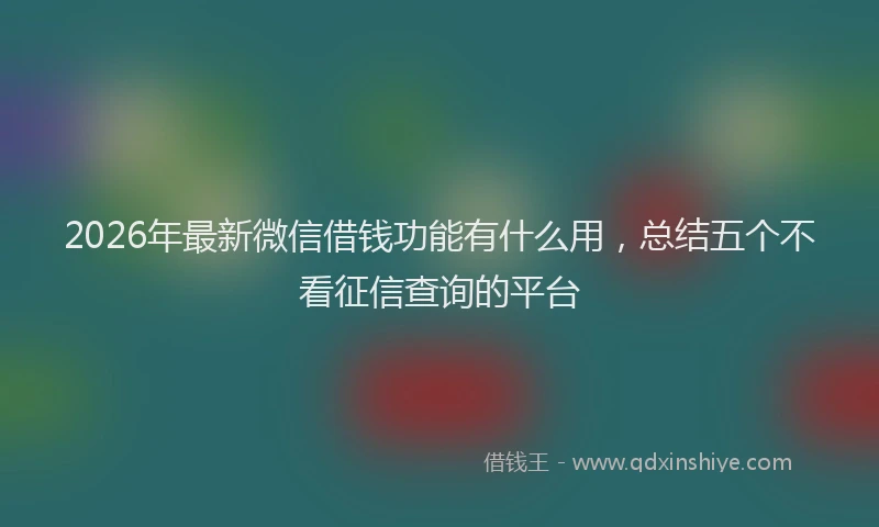 2026年最新微信借钱功能有什么用，总结五个不看征信查询的平台