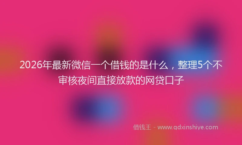 2026年最新微信一个借钱的是什么，整理5个不审核夜间直接放款的网贷口子