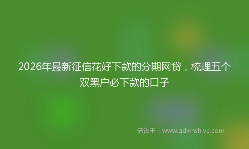 2026年最新征信花好下款的分期网贷，梳理五个双黑户必下款的口子