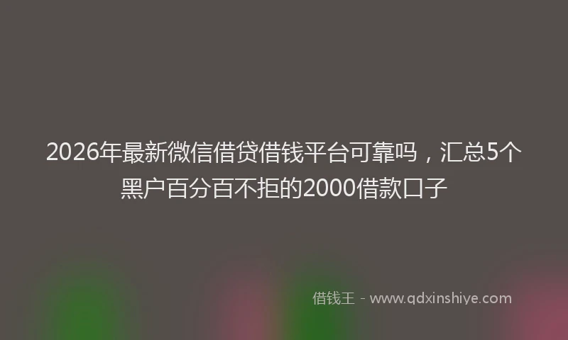 2026年最新微信借贷借钱平台可靠吗，汇总5个黑户百分百不拒的2000借款口子
