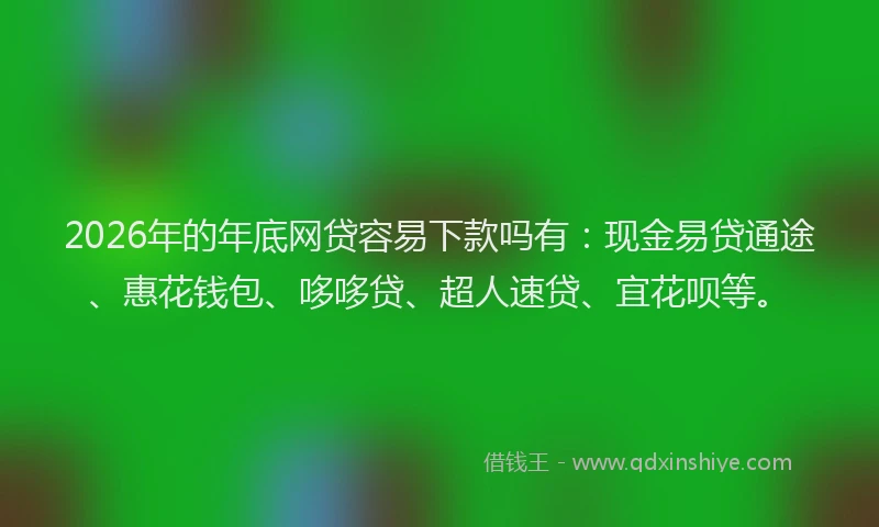 2026年的年底网贷容易下款吗有：现金易贷通途、惠花钱包、哆哆贷、超人速贷、宜花呗等。