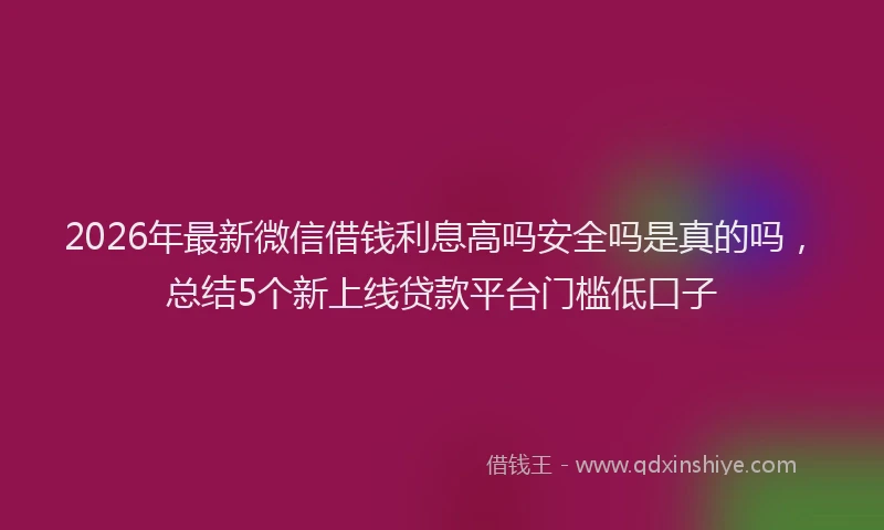 2026年最新微信借钱利息高吗安全吗是真的吗，总结5个新上线贷款平台门槛低口子