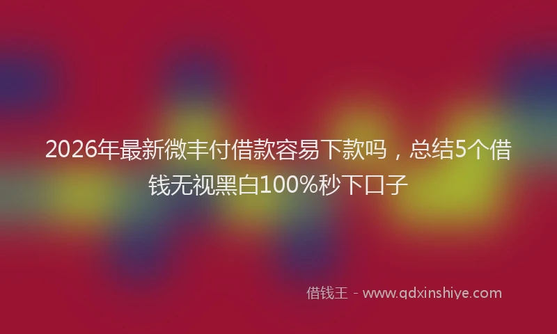 2026年最新微丰付借款容易下款吗，总结5个借钱无视黑白100%秒下口子