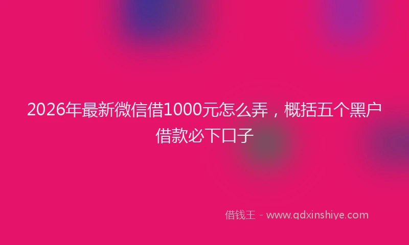 2026年最新微信借1000元怎么弄，概括五个黑户借款必下口子