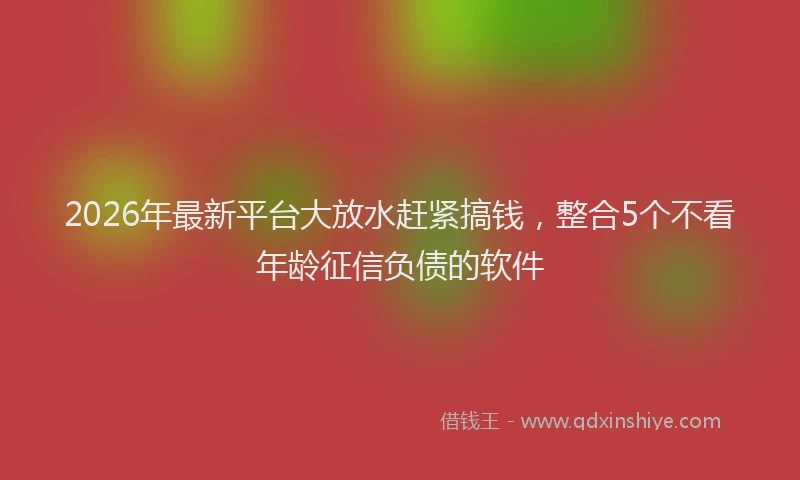 2026年最新平台大放水赶紧搞钱，整合5个不看年龄征信负债的软件