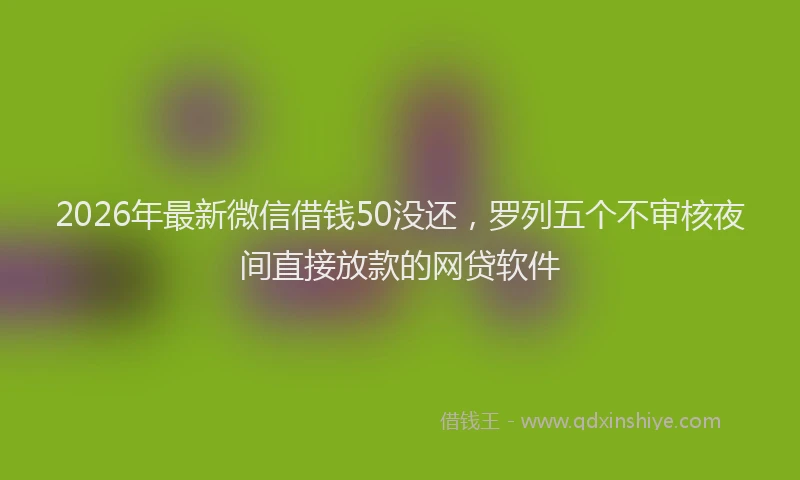 2026年最新微信借钱50没还，罗列五个不审核夜间直接放款的网贷软件