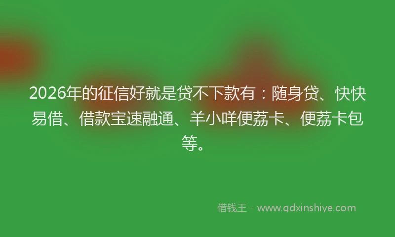 2026年的征信好就是贷不下款有：随身贷、快快易借、借款宝速融通、羊小咩便荔卡、便荔卡包等。