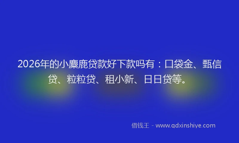 2026年的小麋鹿贷款好下款吗有：口袋金、甄信贷、粒粒贷、租小新、日日贷等。