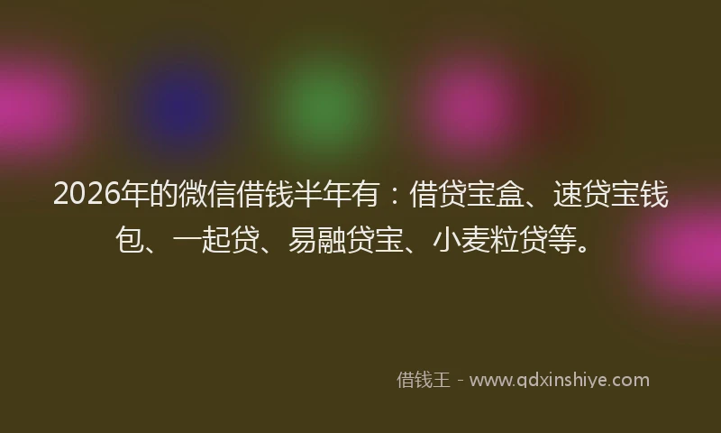 2026年的微信借钱半年有：借贷宝盒、速贷宝钱包、一起贷、易融贷宝、小麦粒贷等。