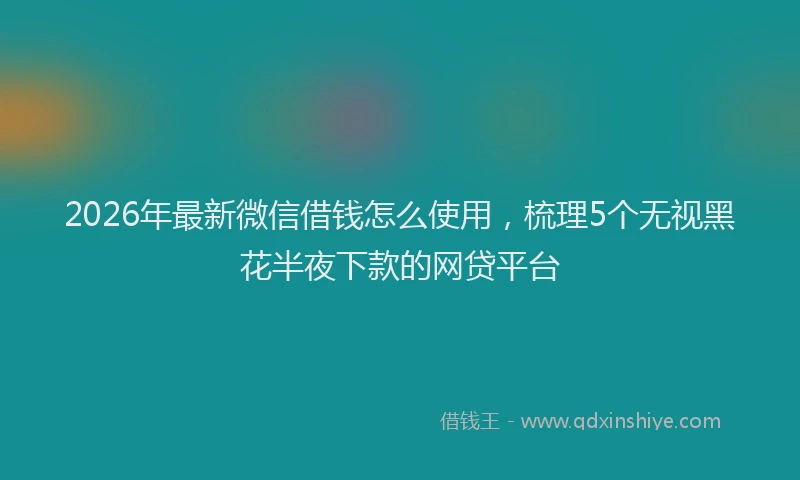 2026年最新微信借钱怎么使用，梳理5个无视黑花半夜下款的网贷平台