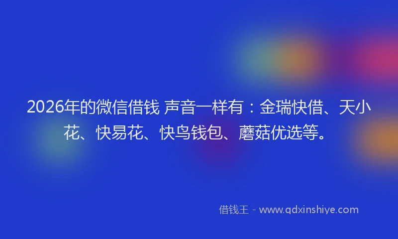 2026年的微信借钱 声音一样有：金瑞快借、天小花、快易花、快鸟钱包、蘑菇优选等。