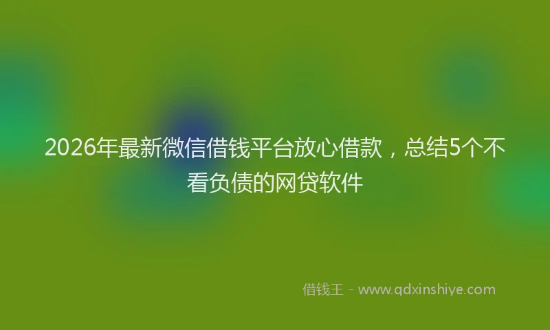 2026年最新微信借钱平台放心借款，总结5个不看负债的网贷软件