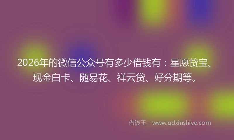 2026年的微信公众号有多少借钱有：星愿贷宝、现金白卡、随易花、祥云贷、好分期等。