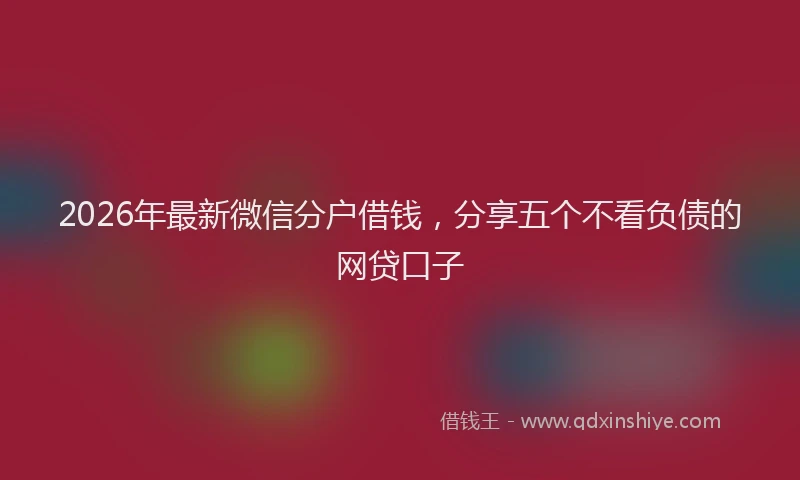 2026年最新微信分户借钱，分享五个不看负债的网贷口子