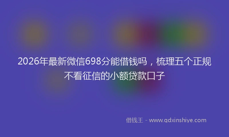 2026年最新微信698分能借钱吗，梳理五个正规不看征信的小额贷款口子