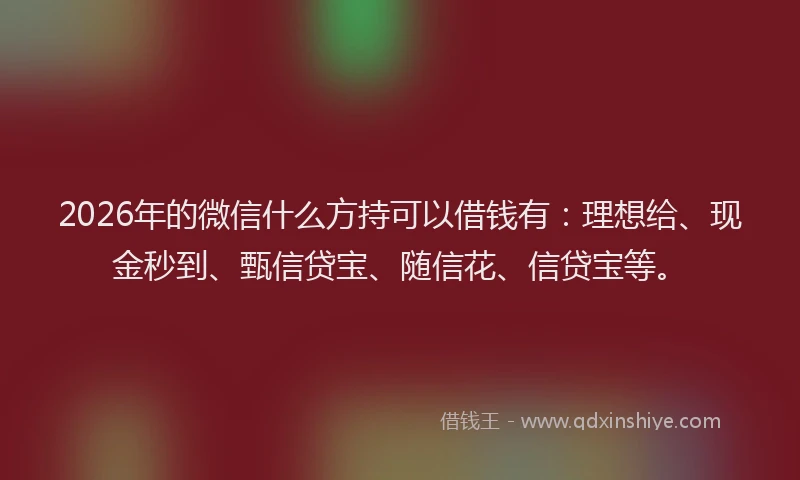 2026年的微信什么方持可以借钱有：理想给、现金秒到、甄信贷宝、随信花、信贷宝等。