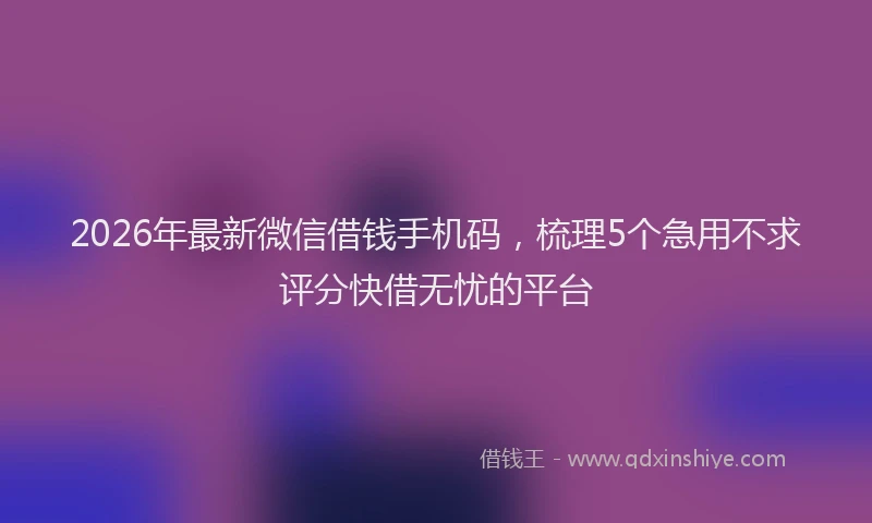 2026年最新微信借钱手机码，梳理5个急用不求评分快借无忧的平台