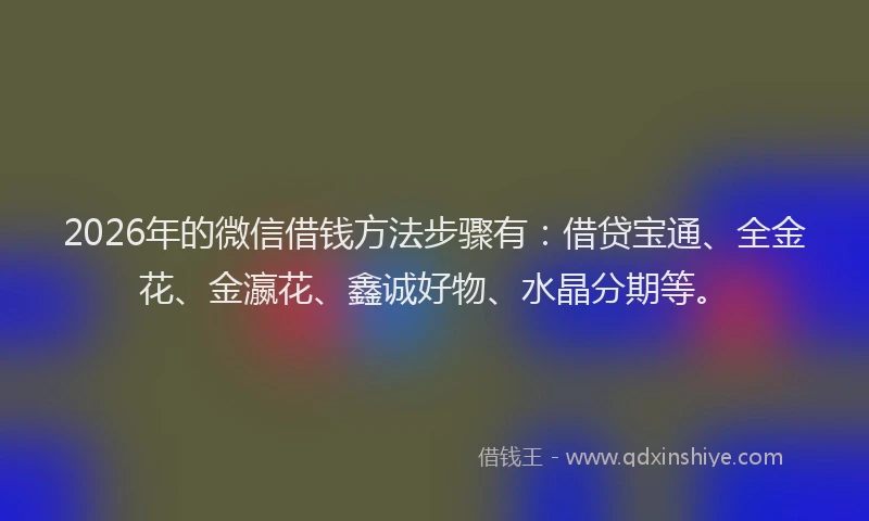 2026年的微信借钱方法步骤有：借贷宝通、全金花、金瀛花、鑫诚好物、水晶分期等。
