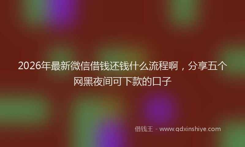 2026年最新微信借钱还钱什么流程啊，分享五个网黑夜间可下款的口子